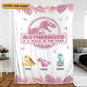 Motherhood Is A Walk In The Park - Personalized Blanket - Best Gift for Mom - Giftago
