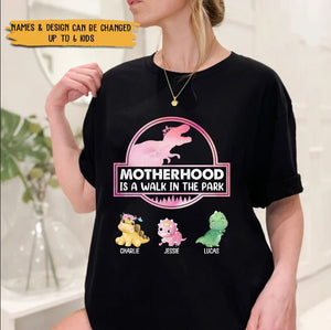 Motherhood Is Walk In The Park (Black/Navy) - Personalized T-Shirt/ Hoodie - Best Gift For Mother - Giftago