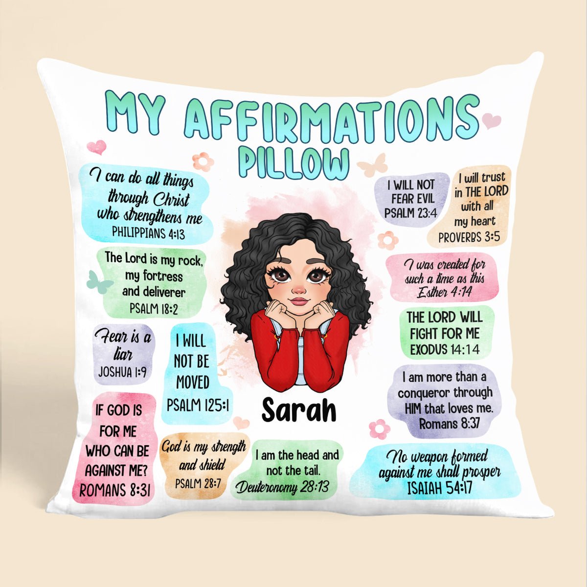 My Affirmations Pillow Cute Flower - Personalized Pillow - Best Gift For Daughter/Granddaughter - Giftago