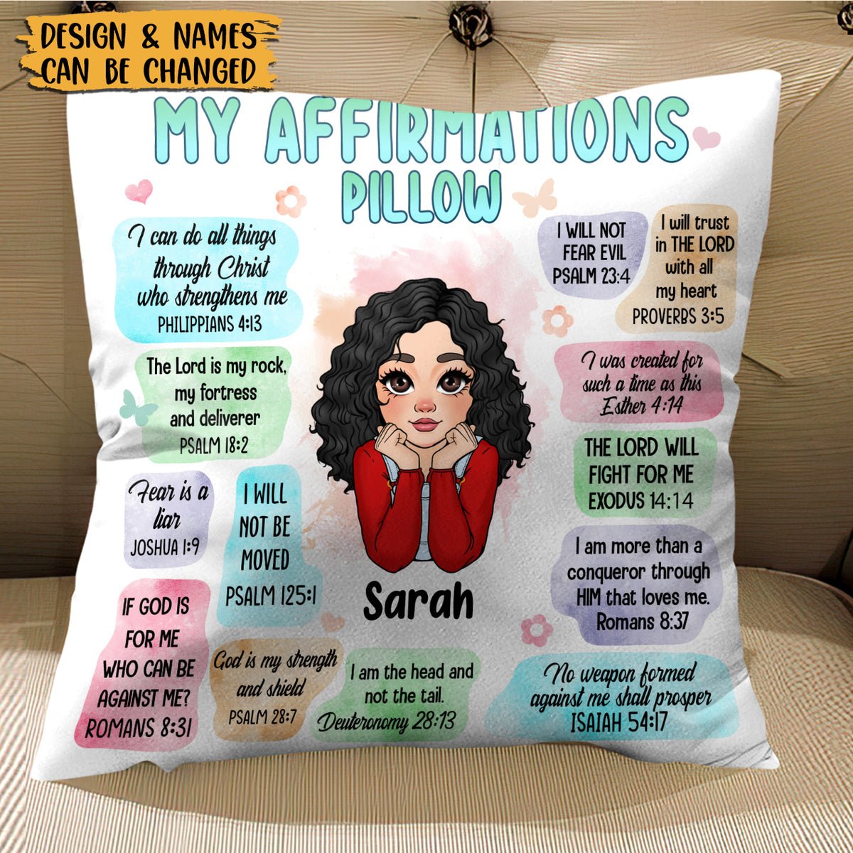My Affirmations Pillow Cute Flower - Personalized Pillow - Best Gift For Daughter/Granddaughter - Giftago