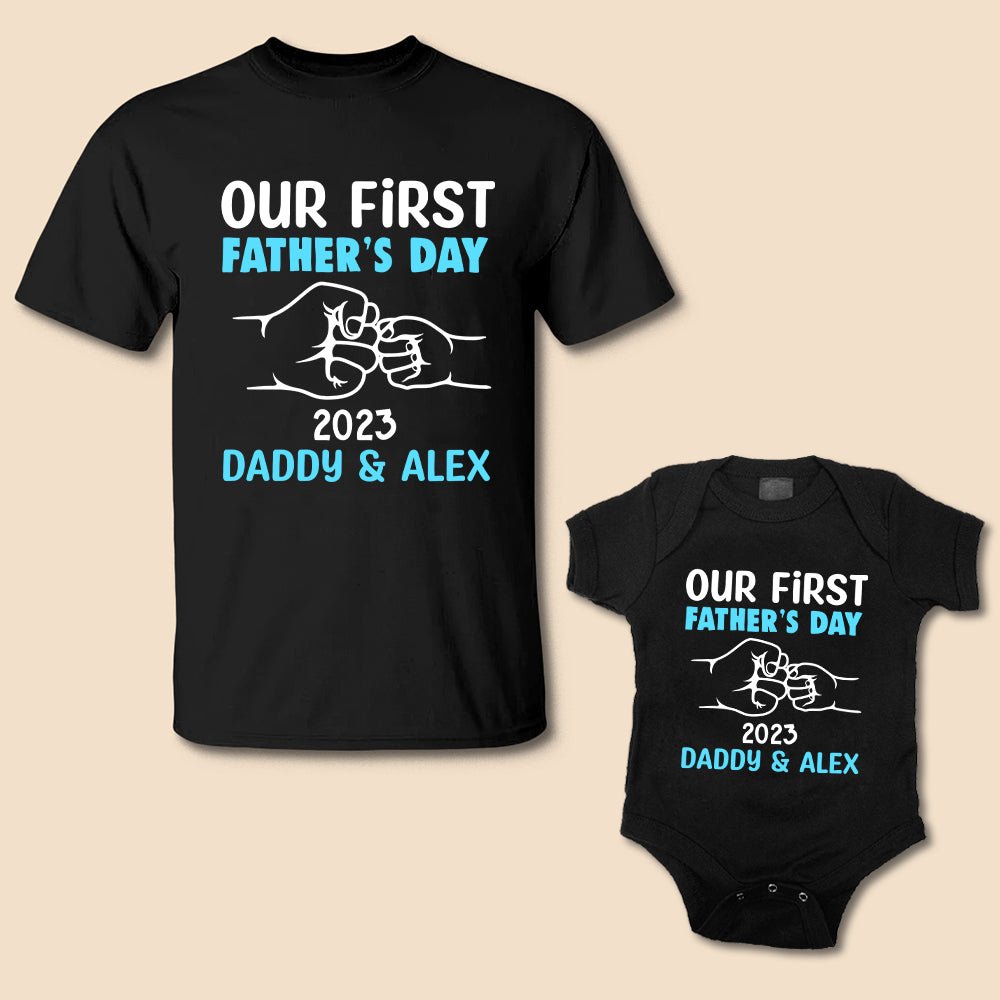 Our First Father's Day - Personalized T-shirt, Baby Onesie - Best Gift For Family, Dad - Giftago
