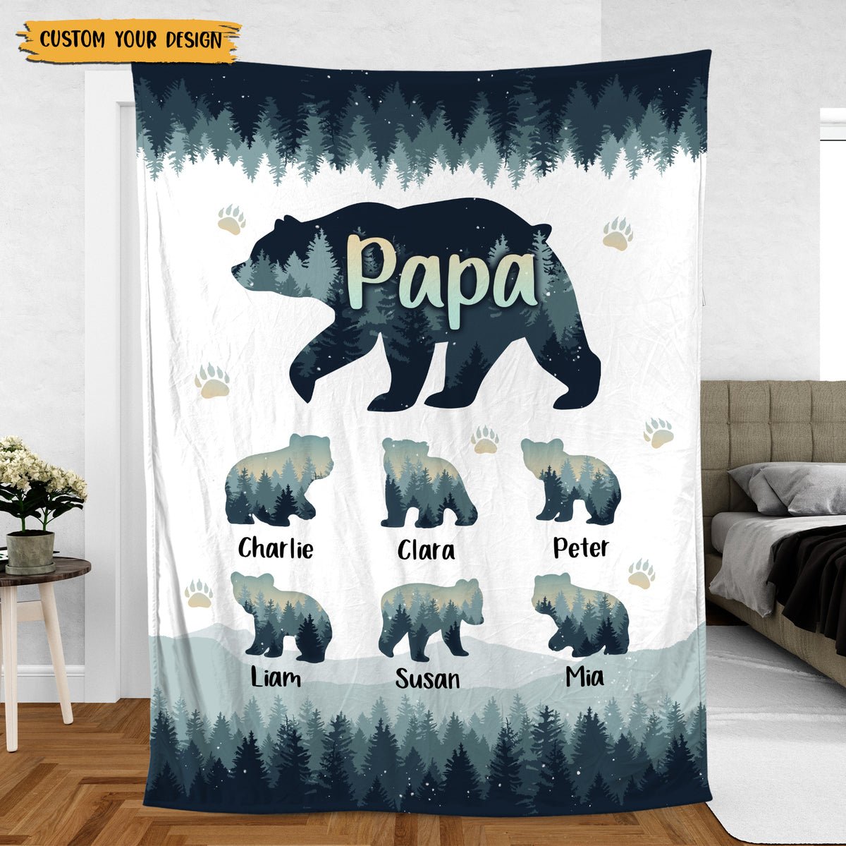 Papa Bear - Personalized Blanket - Best Gift For Father - Giftago