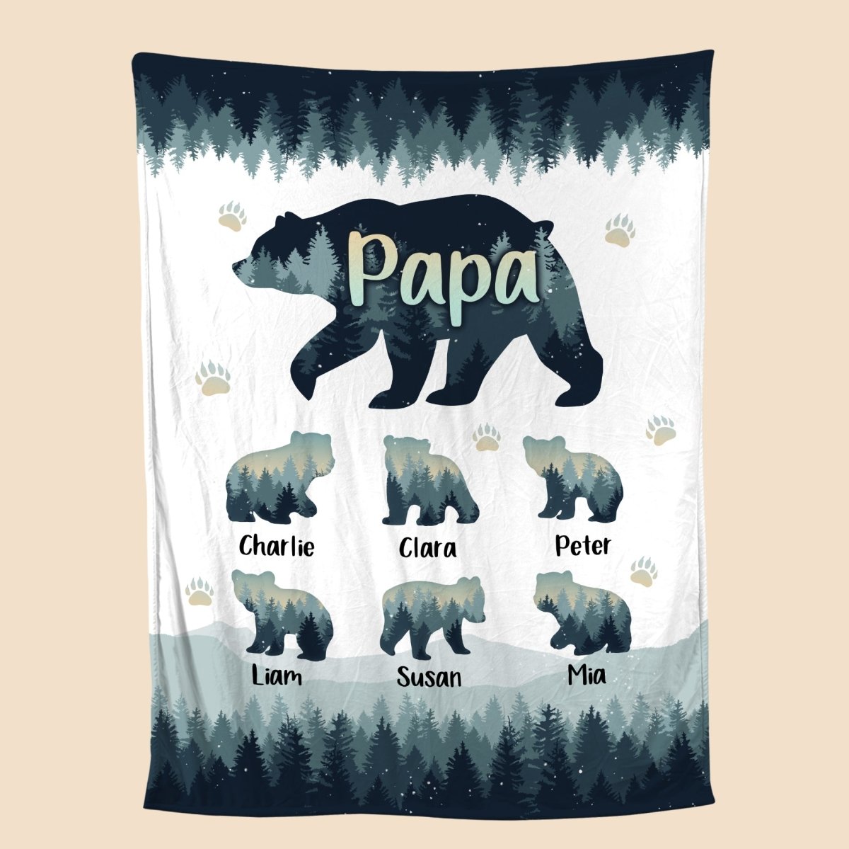 Papa Bear - Personalized Blanket - Best Gift For Father - Giftago