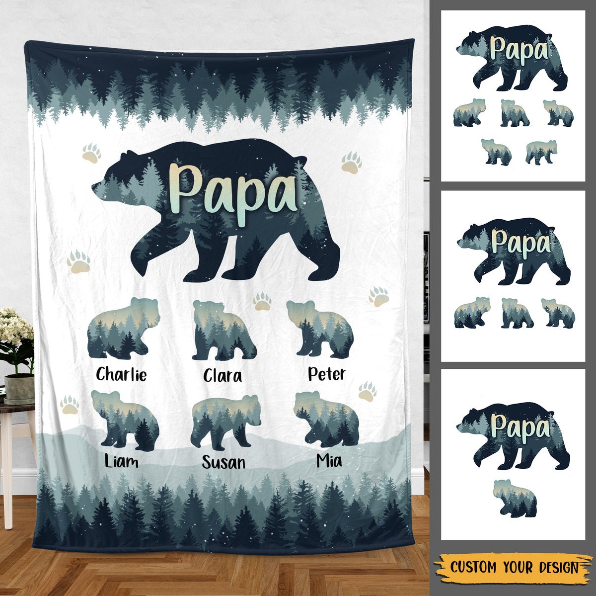 Papa Bear - Personalized Blanket - Best Gift For Father - Giftago
