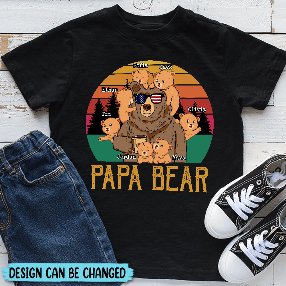 Gift For Father Papa Bear Personalized T-shirt, Personalized Gift