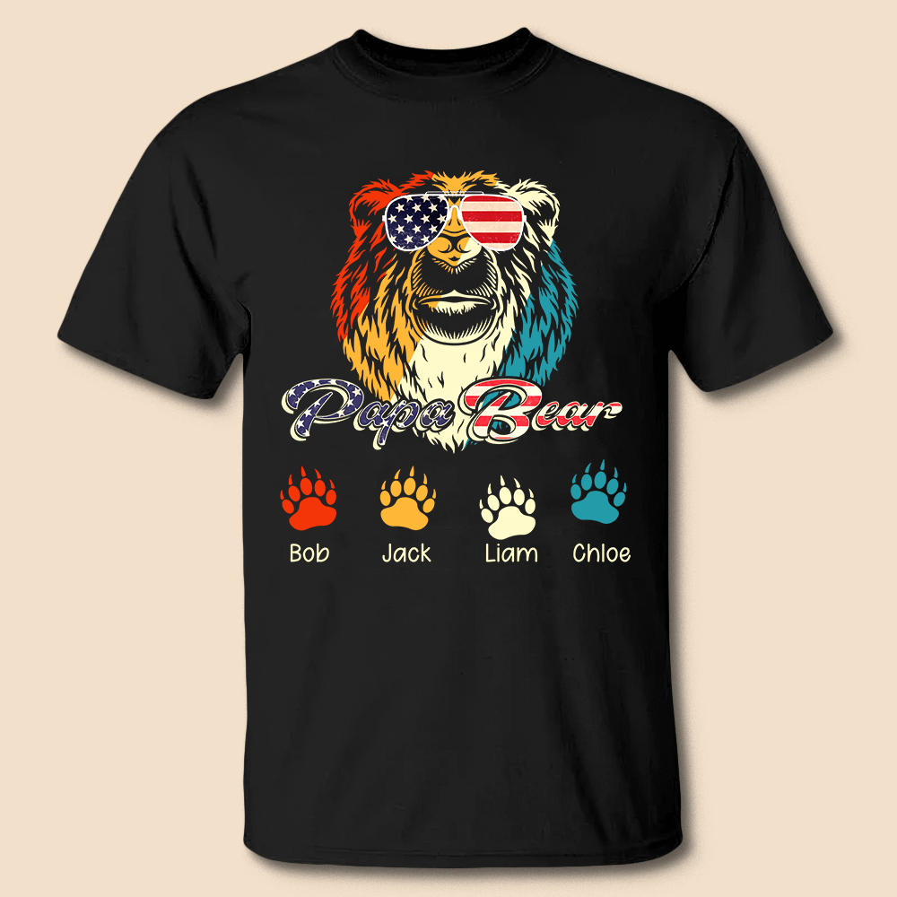 Papa Bear - Personalized  T-Shirt/ Hoodie Front - Best Gift For Dad - Giftago