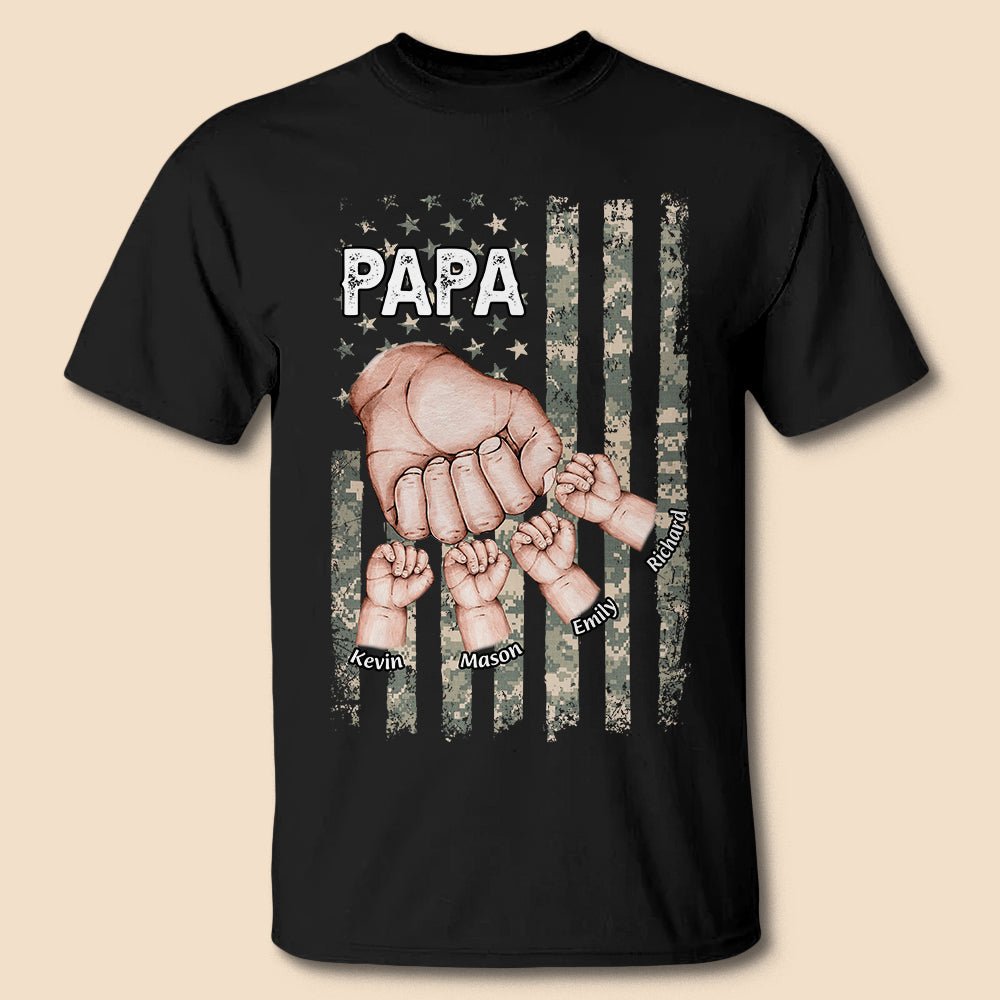 Papa/Grandpa With Kid Hands - Personalized T-Shirt/ Hoodie - Best Gift For Father, Grandpa - Giftago
