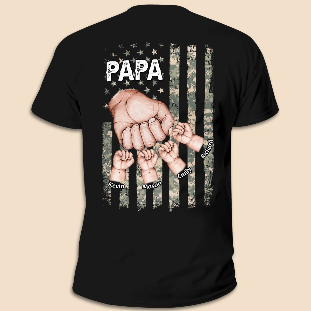Papa/Grandpa With Kid Hands - Personalized T-Shirt/ Hoodie - Best Gift For Father, Grandpa - Giftago