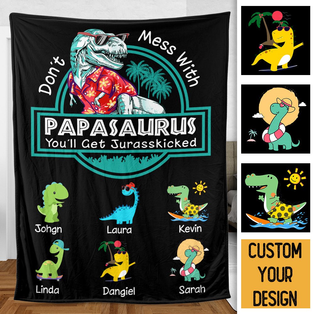 Personalized Blanket With Names - Papasaurus Hawaii Version - Giftago - 5