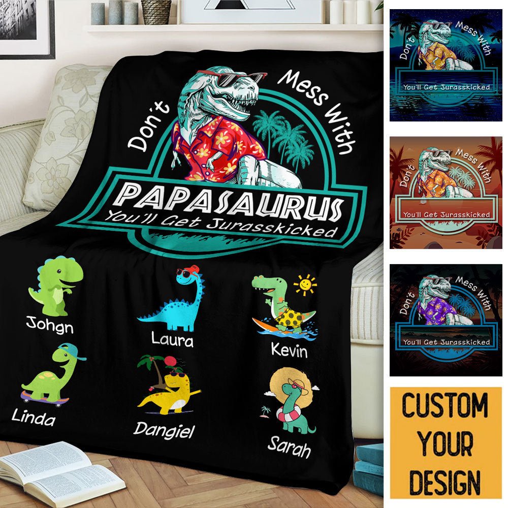 Personalized Blanket With Names - Papasaurus Hawaii Version - Giftago - 8