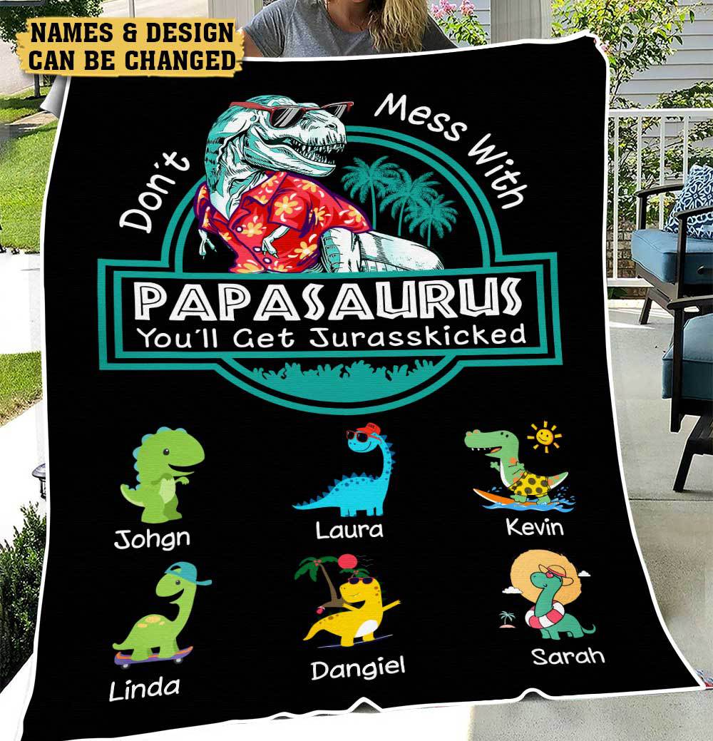 Personalized Blanket With Names - Papasaurus Hawaii Version - Giftago - 4