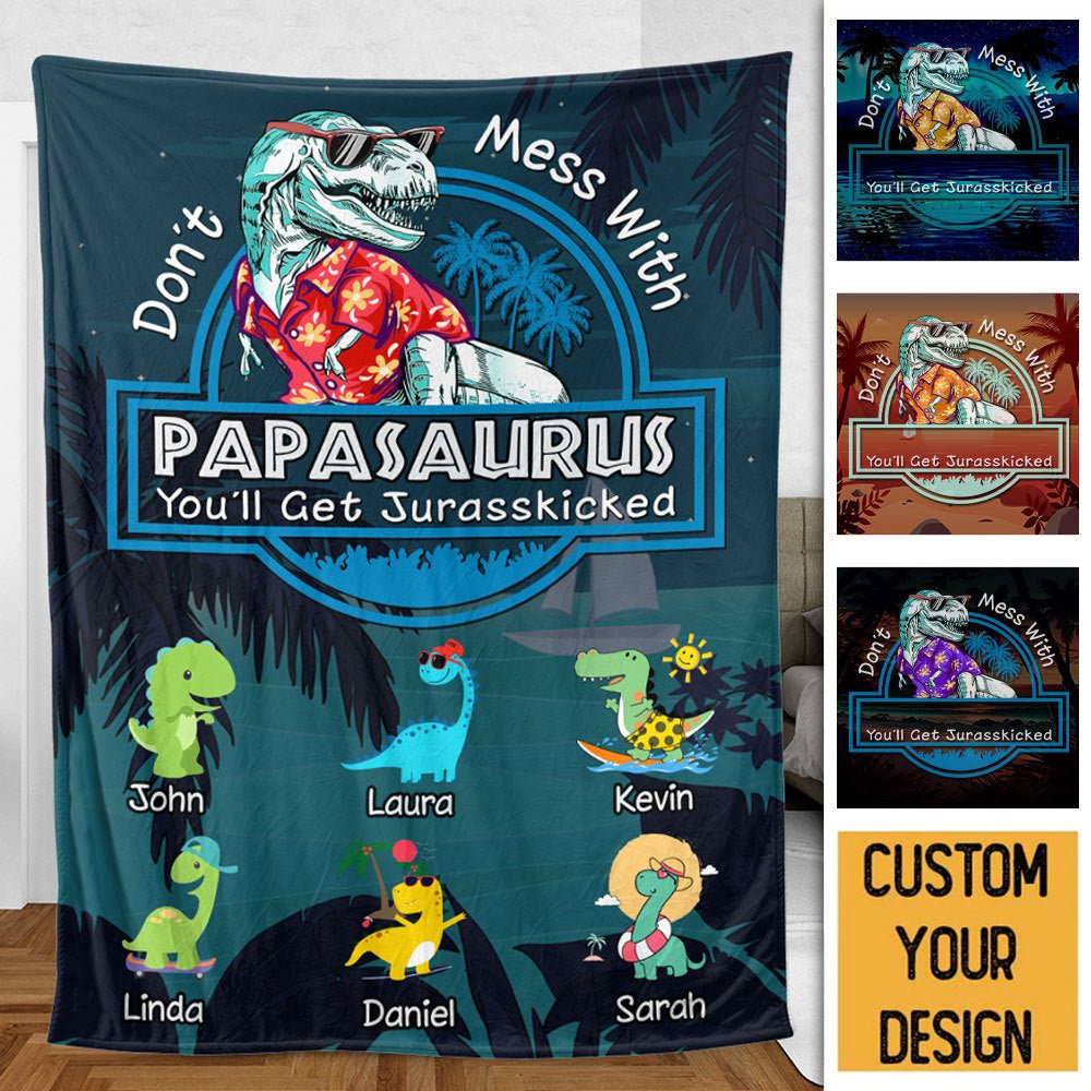 Personalized Blanket With Names - Papasaurus Hawaii Version - Giftago - 6