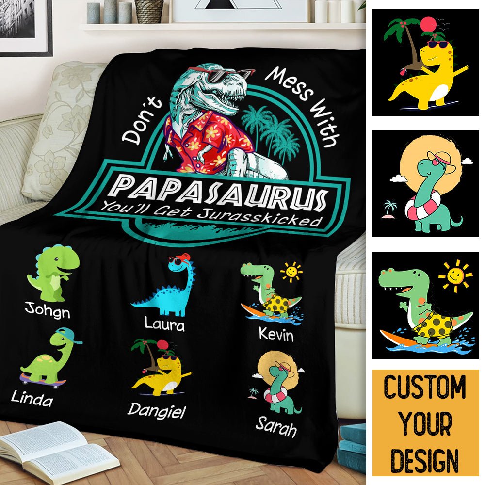 Personalized Blanket With Names - Papasaurus Hawaii Version - Giftago - 7