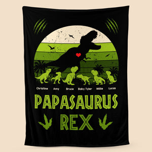 Papasaurus Rex - Personalized Blanket - Best Gift For Father - Giftago