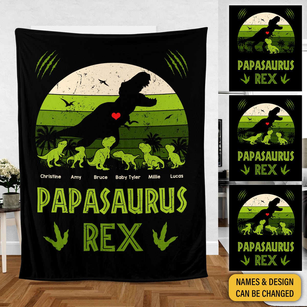 Papasaurus Rex - Personalized Blanket - Best Gift For Father - Giftago