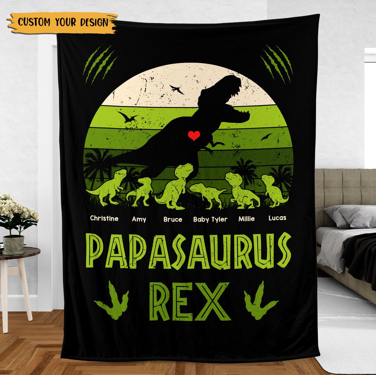 Papasaurus Rex - Personalized Blanket - Best Gift For Father - Giftago