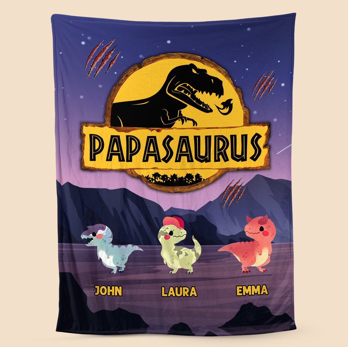 Papasaurus (Version 2) - Personalized Blanket - Best Gift For Father - Giftago