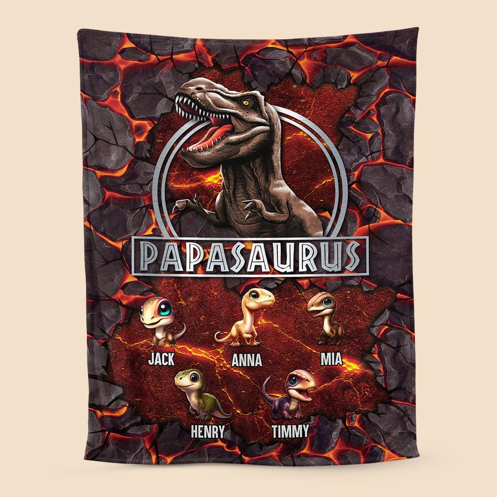 Papasaurus (Version 3) - Personalized Blanket - Best Gift For Father - Giftago