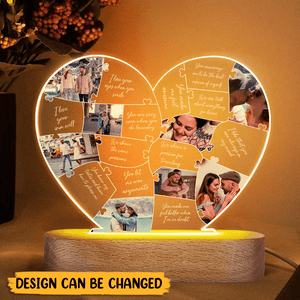 Photo Reasons Why I Love You - Personalized Heart Acrylic LED Lamp - Best Gift for Couple - Giftago