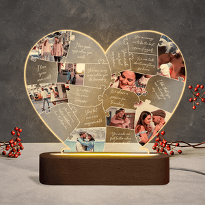 Photo Reasons Why I Love You - Personalized Heart Acrylic LED Lamp - Best Gift for Couple - Giftago