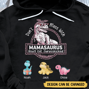 Pink Leopard Mamasaurus - Personalized T-Shirt/ Hoodie Front - Best Gift For Mom - Giftago