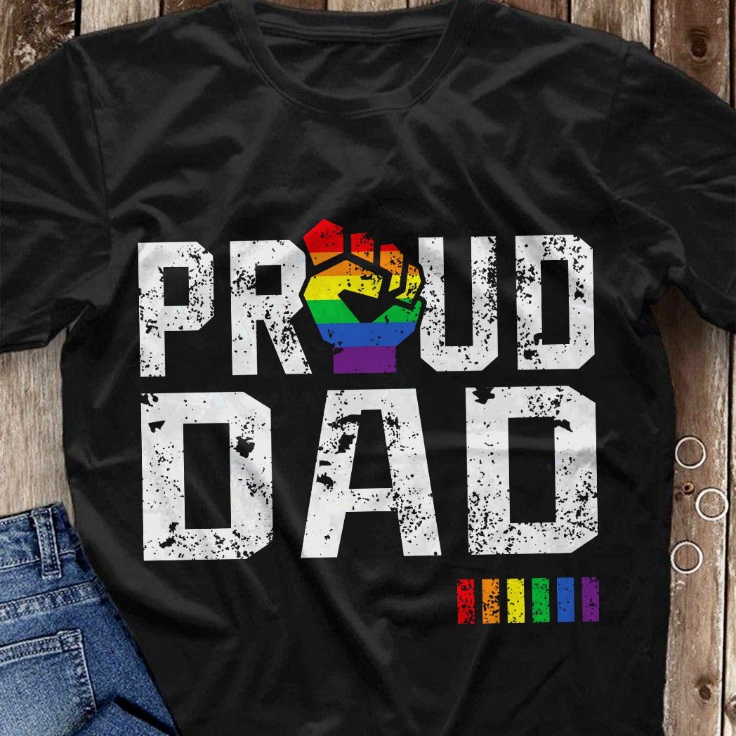 Proud Dad LGBT Shirt, Pride Ally Fathers Day TShirt - NH0622DT - Giftago