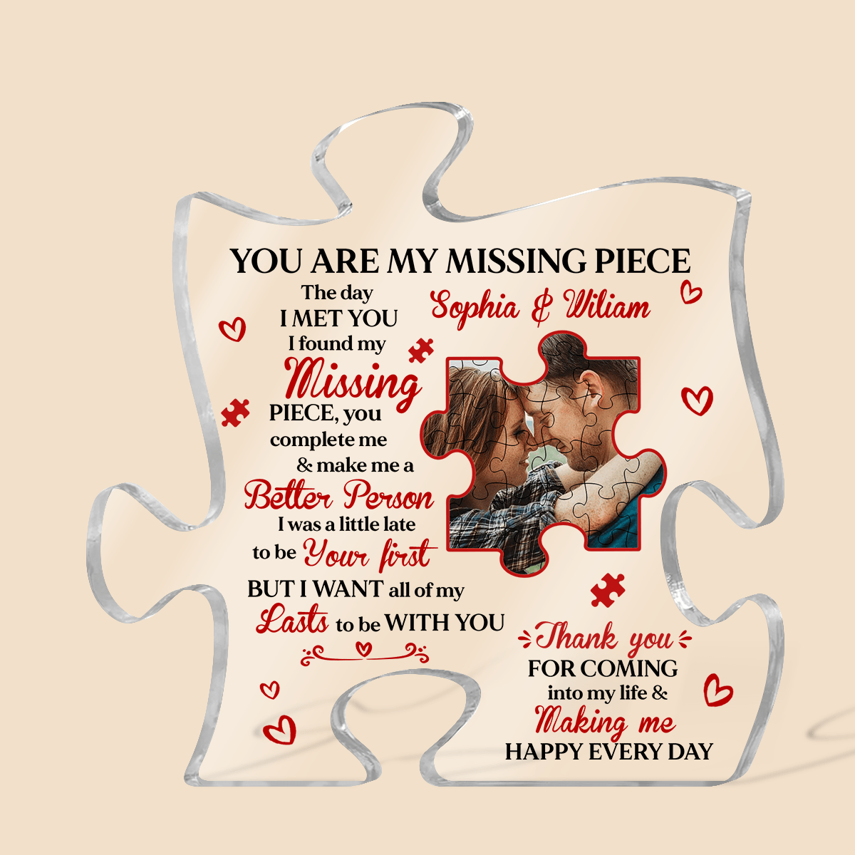 Puzzle Piece Photo You're My Missing Piece - Personalized Puzzle Plaque - Best Gift For Valentine - Giftago