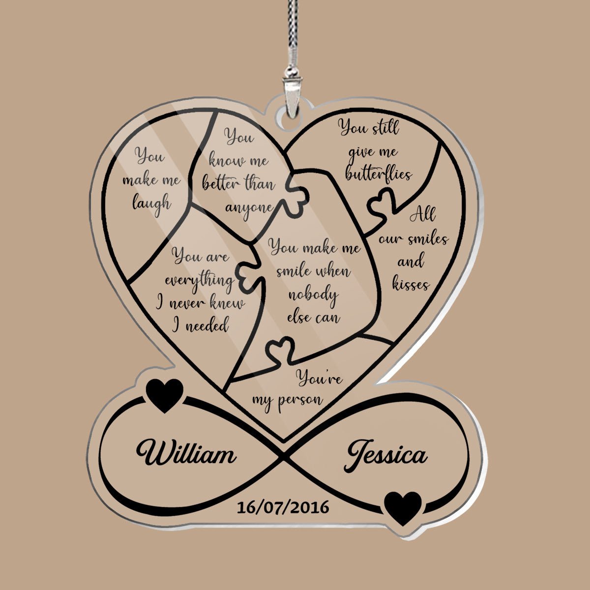 Reasons Why I Love You - Personalized Acrylic Car Ornament - Best Gift for Valentine's Day - Giftago