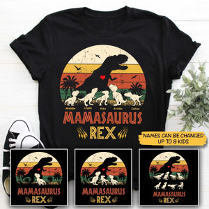 Retro Sun Mamasaurus Rex 2 - Personalized T-Shirt/ Hoodie - Best Gift For Mother, Grandma - Giftago