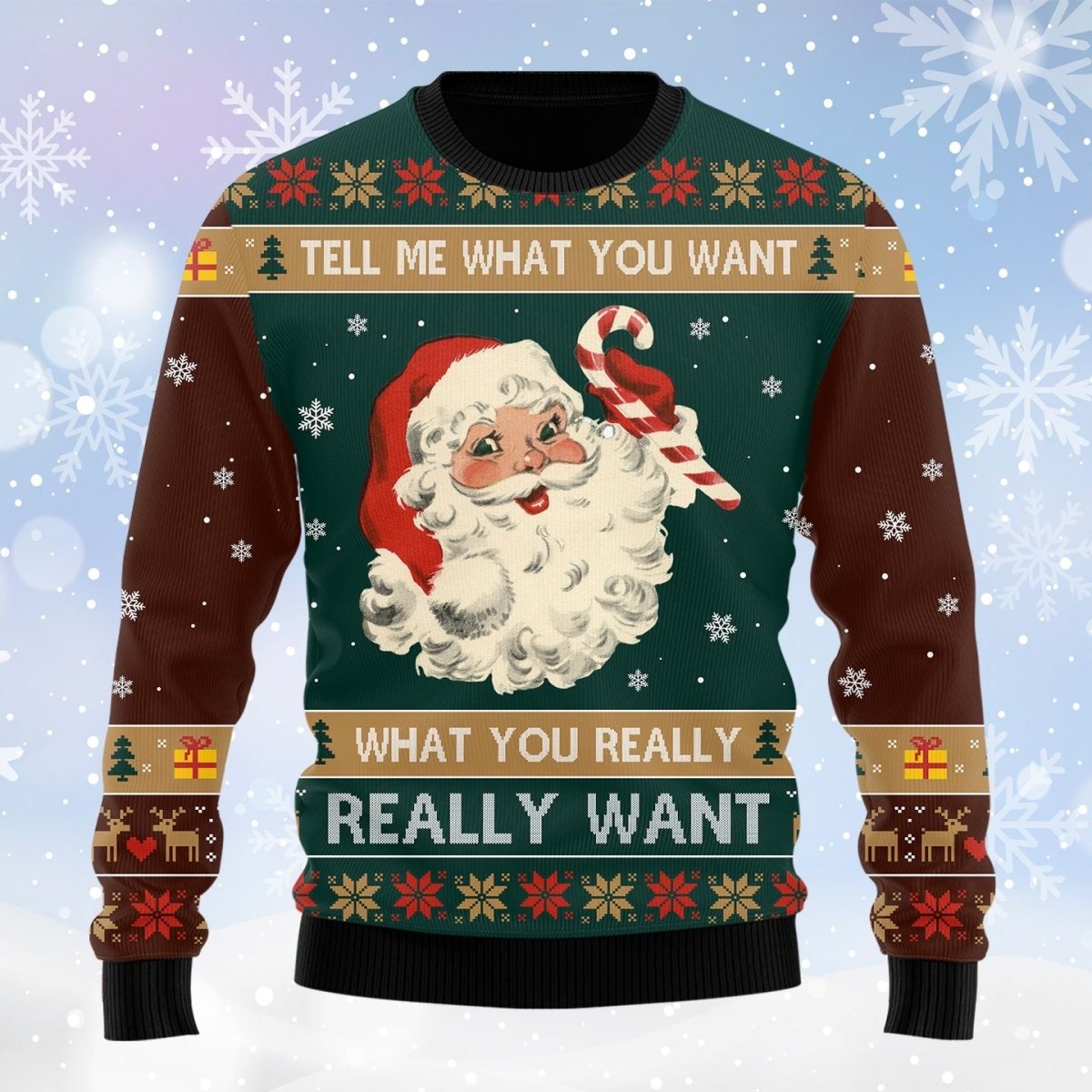 Santa Christmas Sweater - Santa Tell Me What You Want Ugly Sweater - Giftago - 1