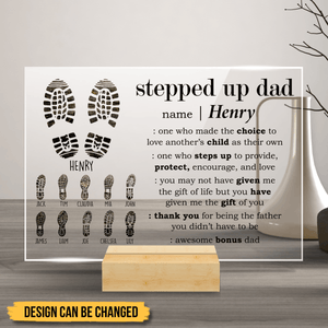 Shoes Print Stepped Up Dad Thank You - Personalized Acrylic Plaque - Best Gift For Father - Giftago