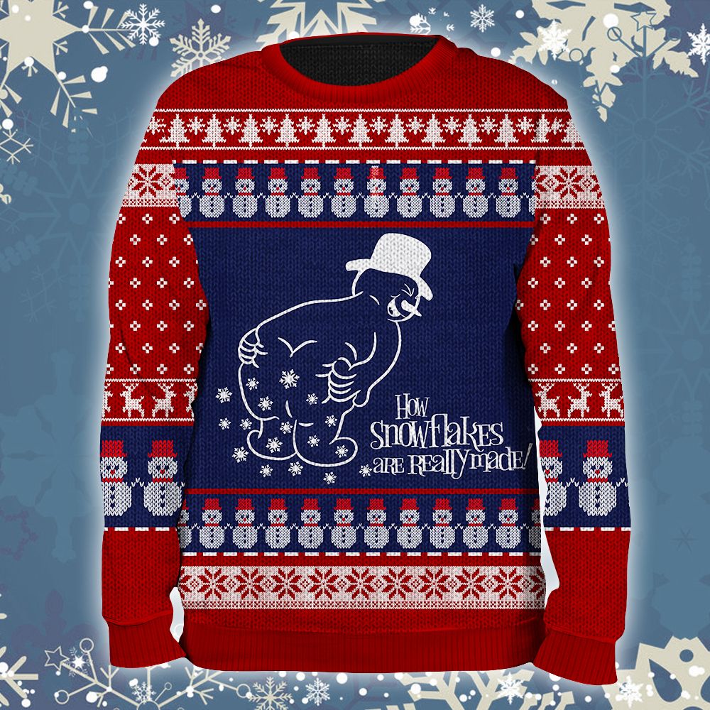 Christmas Snowman Sweater - How Snowflakes Are Really Made Funny Christmas Ugly Snowman Sweater- Giftago - 2