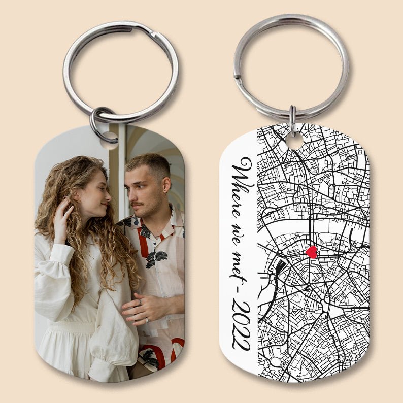 Special Place Map Photo - Personalized Keychain - Gift for Couple - Giftago