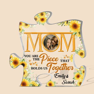 Sunflower Mom You Are The Piece Holds Us Together Photo - Personalized Puzzle Plaque - Best Gift For Mother - Giftago