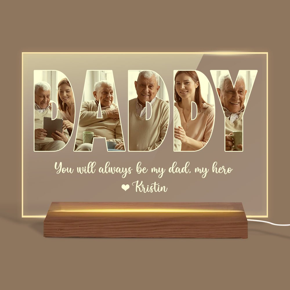 Thank You Dad DADDY Photo Custom - Personalized Acrylic LED Lamp - Best Gift For Dad - Giftago