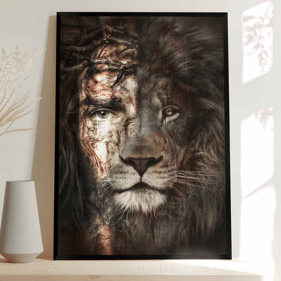 The Combination Jesus And Lion Portrait Canvas Prints, Wall Art - Giftago