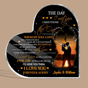 The Day I Met You Couple Sunset Sky - Personalized Heart Plaque - Gift for Couple - Giftago