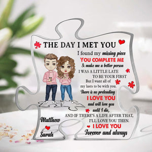 The Day I Met You - Personalized Puzzle Plaque - Best Gift For Couple - Giftago