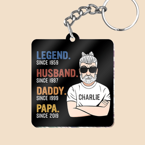 The Legend Papa Old Man Keychain - Personalized Acrylic Keychain - Best Gift For Dad - Giftago
