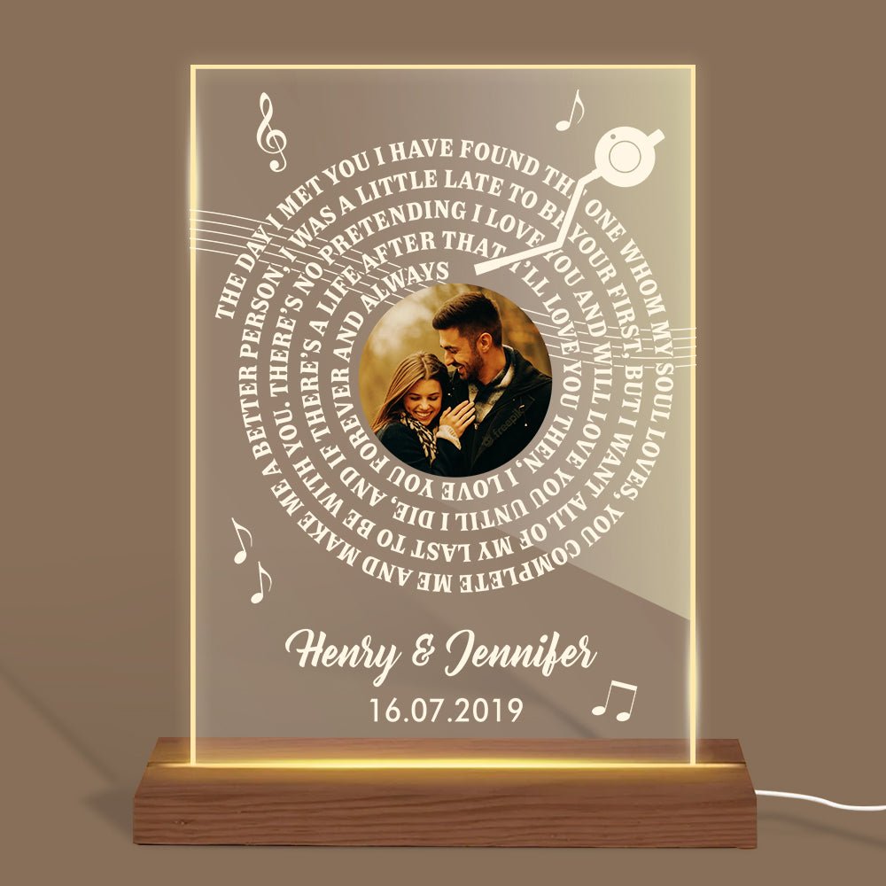 The One Whom My Soul Love Vinyl Style Photo - Personalized Acrylic LED Lamp - Giftago