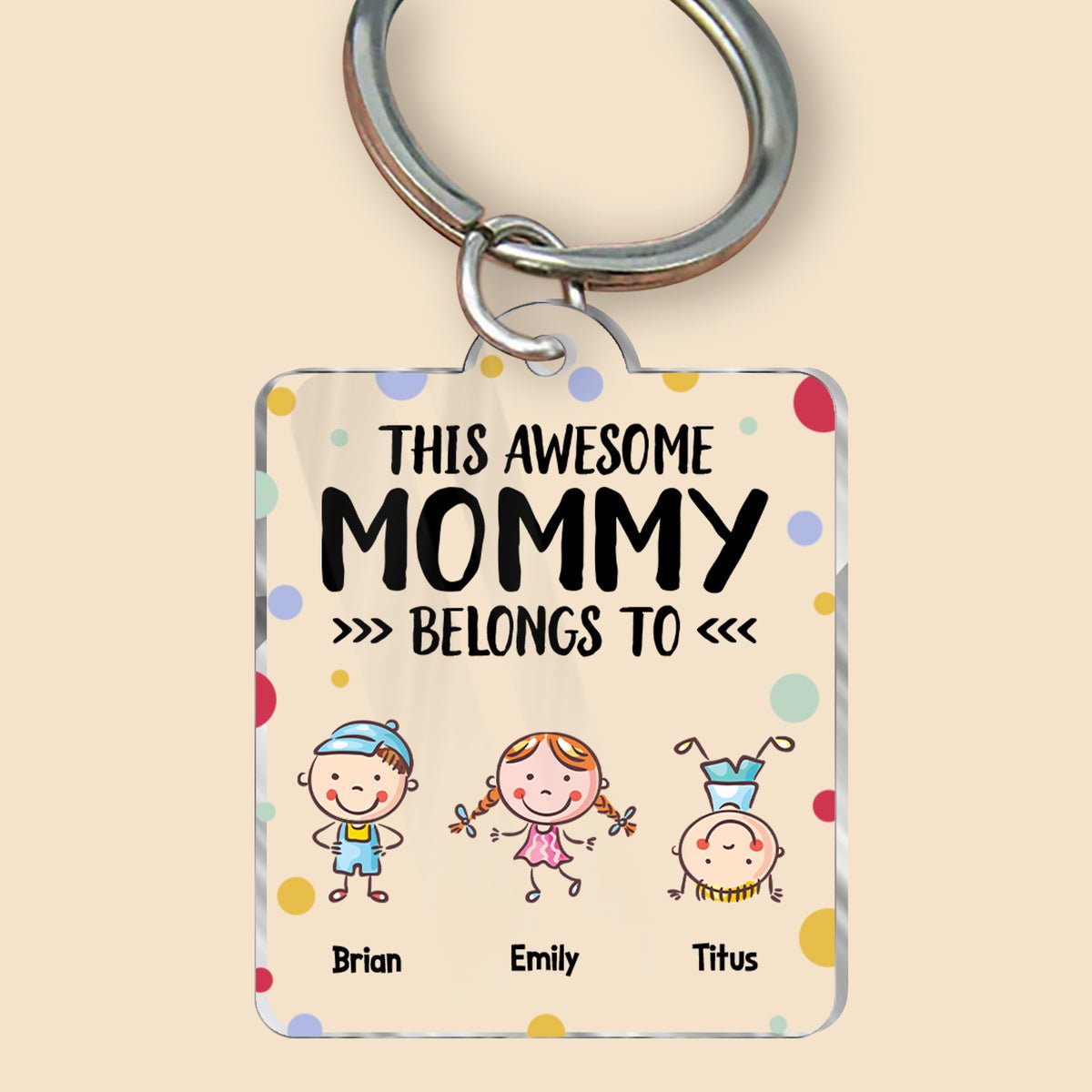 This Awesome Daddy/Mommy Belongs To - Personalized Acrylic Keychain - Best Gift For Father, Mother, Grandma, Grandpa - Giftago