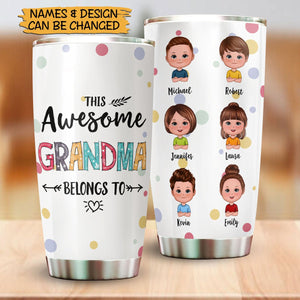 This Awesome Mom/Dad/Grandma/Grandpa Belongs To Dots Kids - Personalized Tumbler - Best Gift For Family - Giftago