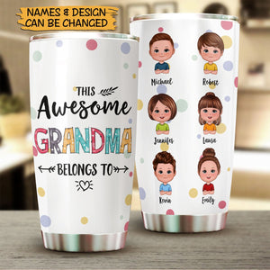 This Awesome Mom/Dad/Grandma/Grandpa Belongs To Dots Kids - Personalized Tumbler - Best Gift For Family - Giftago