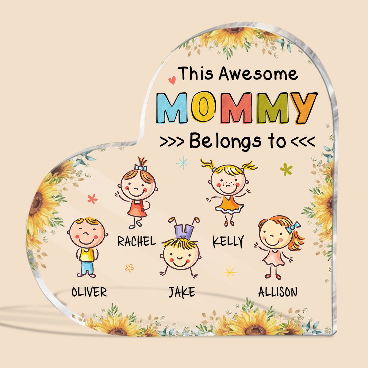 This Awesome Mommy Belongs To - Personalized Heart Plaque - Best Gift For Mother - Giftago