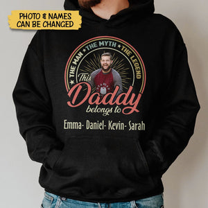 This Daddy/Grandpa Belongs To Photo Cutout - Personalized T-Shirt/ Hoodie - Best Gift For Dad, Grandpa - Giftago
