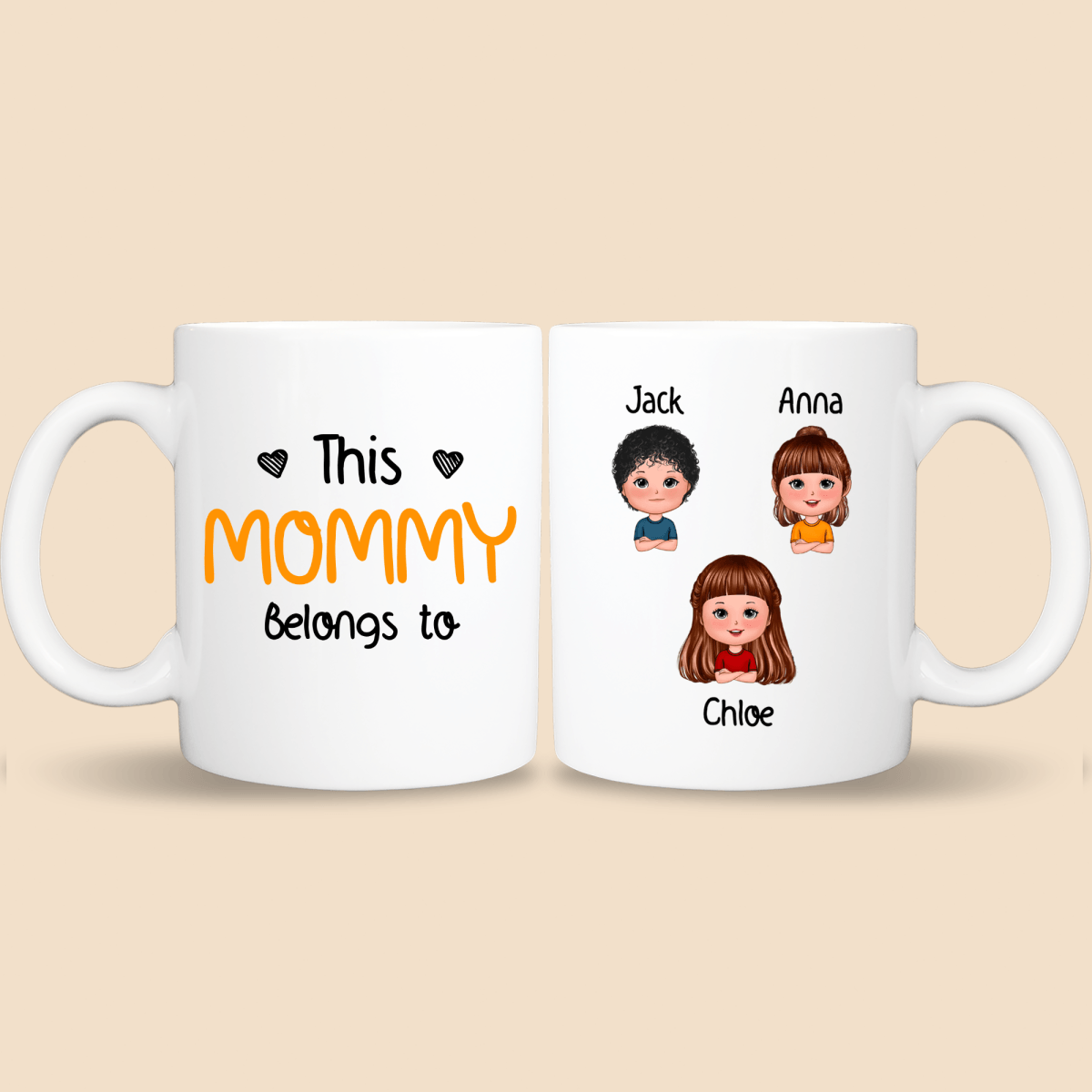 This Daddy/Mommy Belongs To - Personalized White Mug - Best Gift For Mother, Father, Grandma, Grandpa - Giftago