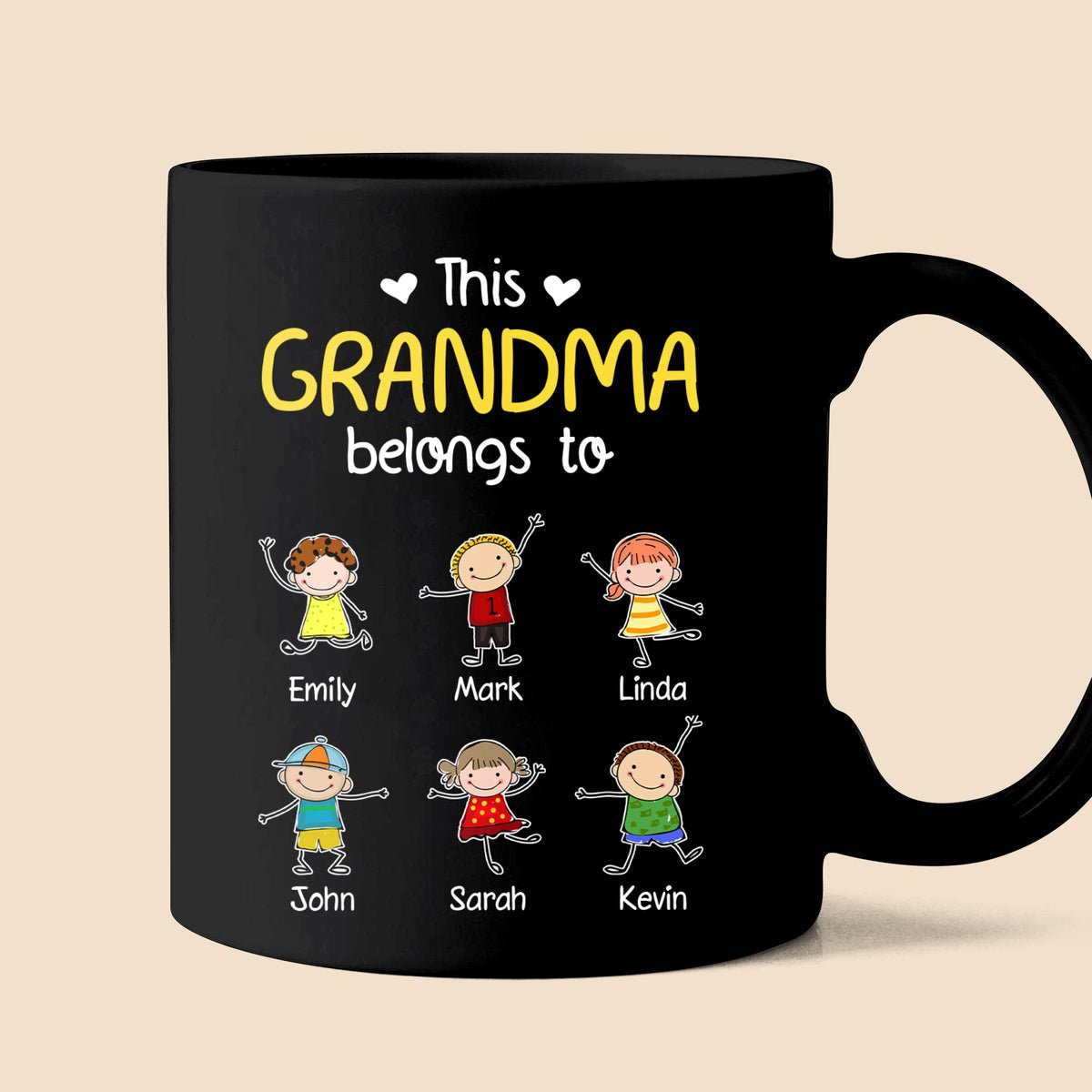 This Grandma Belongs To Fun Kids - Personalized Black Mug - Best Gift For Mother - Giftago