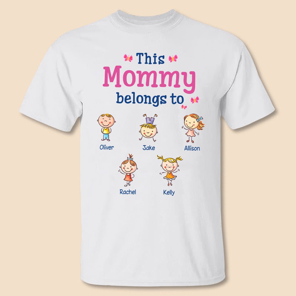 This Mommy/Grandma Belongs Pink Butterfly - Personalized T-Shirt/ Hoodie - Best Gift For Mother, Grandma - Giftago