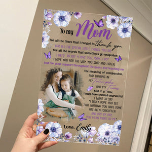 To My Mom You Mean More To Me Purple Flower Theme - Personalized Acrylic Plaque - Best Gift For Mother, Grandma - Giftago