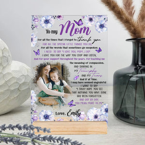 To My Mom You Mean More To Me Purple Flower Theme - Personalized Acrylic Plaque - Best Gift For Mother, Grandma - Giftago
